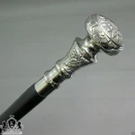 Vintage Silver Brass Handle Knob Antique Walking Cane Wooden Stick Gift. Fixed Price $48.00.