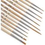 12 Piece Detail Paint Brushes Set Golden Synthetic Hair For Oil Acrylic. Fixed Price $10.78.