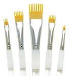 RAQUA-202 Royal Aqualon Wisp Flat Artist & Craft Gold Taklon Paint Brush Set. Fixed Price $32.99.
