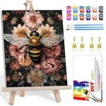 Mandun Bee By Numbers Kit For Adults W/ Easel 16X20 Acrylic Oil Painting. Fixed Price $54.38.