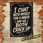 White Hand Lettered Self Talk Quote Humorous Metal Tin Sign. Fixed Price $10.79.
