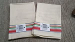 New Dunroven House Tea Towels Cream With Multi-color Stripes 100% Cotton. Fixed Price $10.00.