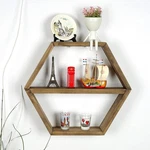 Hexagon Wall Shelves Handmade Wood Floating Storage Farmhouse Decor. Fixed Price $39.95.