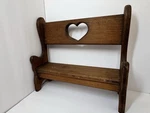Vtg Wooden Heart Cut Out Small Doll Bear Bench Plant Shelf Book Display 16X14X4. Fixed Price $45.00.