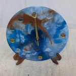 10" Resin Blue Brown Analog Desk/wall Clock Round Artistic Design. Fixed Price $20.00.