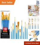 Durable 10-PIECE Brush Set With Synthetic Bristles For Creative Exploration. Fixed Price $11.04.