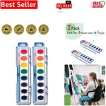 Vibrant Washable Watercolor Set - 2 Pack With Brushes Effortless Creativity. Fixed Price $7.99.