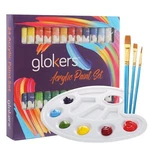 Glokers Acrylic Set, 24 Color Craft Paint, With 3 Brushes & Palette. Fixed Price $14.99.