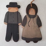 Wooden Cutout Amish Boy And Girl Wall Hanger Decor. Fixed Price $12.95.