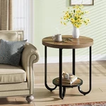 Round End Table With Storage Shelf, 2-TIER Industrial Coffee Side Stand. Fixed Price $69.99.