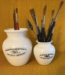Vtg Set Of 2, Sm & Lg Winsor Newton's Artists Brushes Jars Pots 4 6 Tall. Fixed Price $99.80.