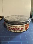 Vintage Tin, Tri Chem Liquid Embroidery Fair Special Circus Train, Empty, 1950S. Fixed Price $15.00.