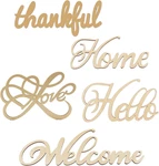 5 Pcs Unfinished Sign Cutout Hello Welcome Thankful Home Love Wooden Letter. Fixed Price $13.60.