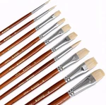 Professional Hog Bristle Filbert Oil Paint Brushes Set, 10PCS Long Wooden Handle. Fixed Price $22.99.