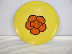 Vtg 60S Nasco Round Flower Power Lacquerware Tray Yellow Orange 13". Fixed Price $23.00.