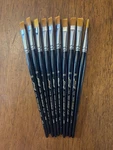 Vintage Scharff Artists Brush Series 140 Golden Taklon Syn-sable Flat Size 10. Fixed Price $7.00.