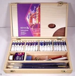 Reeves Oil Paint Set Wood Case 12 New Brushes 20 Tubes Of & More. Fixed Price $79.95.