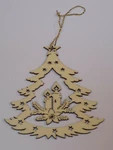 Wood Cutout Christmas Tree Holiday Ornament Primitive Cabin Thin Candles Design. Fixed Price $12.99.