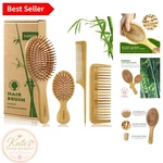 Ergonomic Bamboo Hair Brush Set: Shine Enhancing, Static, All Types. Fixed Price $20.99.