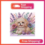 Mvvmtop Diamond Art Painting Kit, Diy Dog And Flower 5D Special Shape Crystal. Fixed Price $11.46.