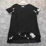 Tian Shun Blouse Women Xxl Black White Sheer Tunic Lined Short Sleeve Round Neck. Fixed Price $11.16.