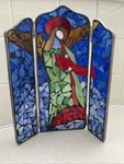 Vintage Stained Glass Mosaic Sun Catcher Tri Fold Angel Religious. Fixed Price $59.25.
