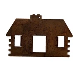 Primitive Rusty Tin Dimensional Cabin Cutouts Ornaments 3.25". Fixed Price $7.95.