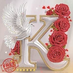 Aiyuanzsh Letter Rose Dove Diamond Art Kit Special Shape 17X17CM. Fixed Price $20.00.