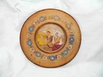 Handmade Round Wooden Wall Plaque Plate - Peasant Women Outdoor Scene. Fixed Price $18.99.
