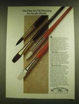 1990 Winsor & Newton Brushes Ad - University, Gold. Fixed Price $17.99.