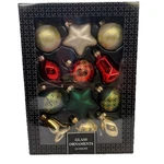 Set Of 12 Christmas Glass Ornaments In Red, Green, Gold And White By Rauch New. Fixed Price $11.99.