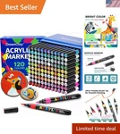 120 Vibrant Acrylic Markers Set With Brush Tips For Artists & Crafters. Fixed Price $39.03.