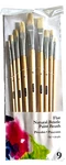 Bazic 9 Pc Set Flat Natural Hog Bristle Paint Brushes Oil Acrylic Watercolor New. Fixed Price $19.99.