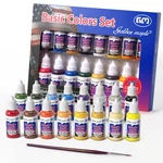 Miniature Set 16X20ML Basic Acrylic Colors With Sable Paintbrush Kit. Fixed Price $33.88.