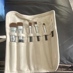 Assorted Flat & Angled Synthetic Short Handle Artists' Brush Set W/ Canvas Roll. Fixed Price $20.50.
