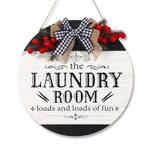 The Laundry Room Loads Of Fun Sign Round Wooden Wreath Decor, Christmas. Fixed Price $17.70.