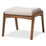 Baxton Studio Roxy Fabric Upholstered Ottoman In Light Beige And Walnut. Fixed Price $100.99.