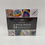 Aem Acrylic Paint Set Includes 24 Colors (12ML Each) 3 Brushes & Canvas. Fixed Price $11.41.