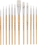 12 Pc White Synthetic Hair Round Flat Paint Brush Set With Short Wood Handle. Fixed Price $11.18.