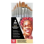 Arteza Watercolor Brush Set Of 12, Synthetic Hair, Round & Flat Kitchen. Fixed Price $40.99.