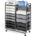 Rolling Storage Cart With Drawers, Organizer Wheels And Wooden Tabletop,utility. Fixed Price $204.63.