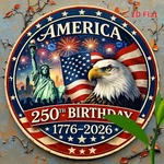 Wooden Circular Sign Aluminum 8 Round Funny 250TH Anniversary America. Fixed Price $14.99.