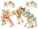 Vintage Image Shabby Nursery Baby Deer Trio Waterslide Decals AN862. Fixed Price $13.99.