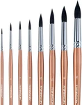 Transon Round Watercolor Paint Brush Set Goat Hair 8PCS, Champagne. Fixed Price $28.64.