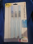 Pentel Arts Aquash Water Brush Assorted Tips 3-PK Fine Medium Bold. Fixed Price $12.99.