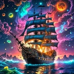 Pirate Ship Diamond Art Kits For Adults, 5D Painting QY086. Fixed Price $14.99.