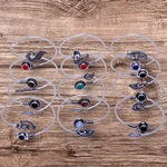 Wholesale Quantity Mix-gemstone Silver Plated Cuff Bangle Jewelry SB-4002. Fixed Price $29.99.