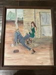 Outsider Art / Folk Original Oil Painting Hillbilly Sunday Morning. Fixed Price $395.00.
