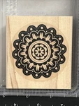 Stampin' Up! Quint-essential Flower Wood Mounted Rubber Scalloped Circle. Fixed Price $5.99.