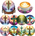 8 Pcs Diamond Art Kits For 4X4IN, Cross Coasters-a. Fixed Price $18.99.